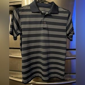 Boys Nike Dri fit Navy & White stripe large Golf Shirt